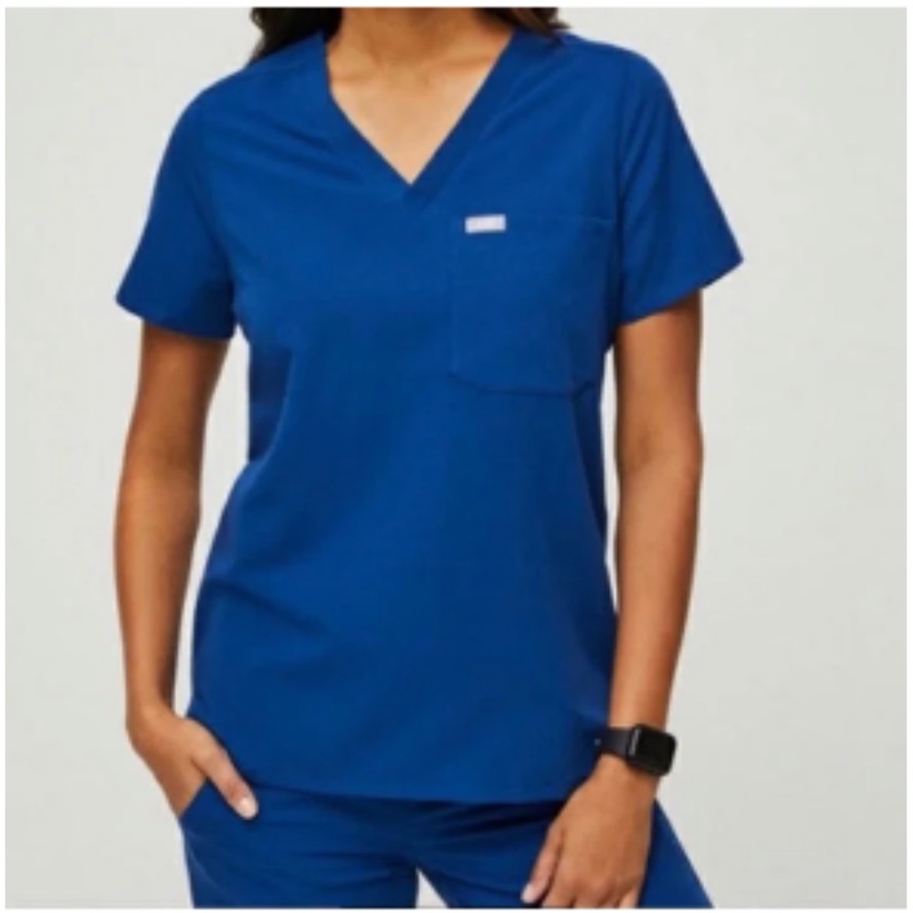 Figs Catarina scrub one pocket top electric blue medium